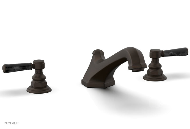 Phylrich HEX TRADITIONAL Deck Tub Set - Black Marble Lever Handles