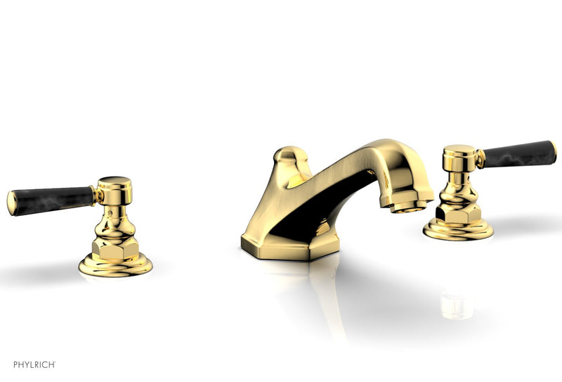 Phylrich HEX TRADITIONAL Deck Tub Set - Black Marble Lever Handles