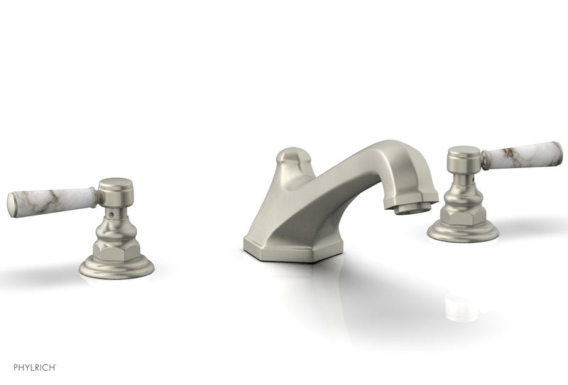 Phylrich HEX TRADITIONAL Deck Tub Set - White Marble Lever Handles