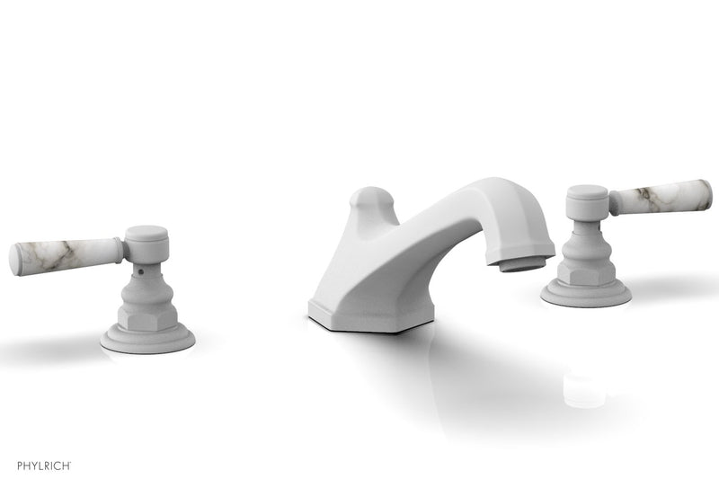 Phylrich HEX TRADITIONAL Deck Tub Set - White Marble Lever Handles
