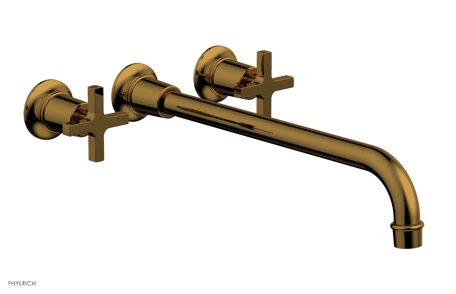 Phylrich HEX MODERN Wall Lavatory Set 14" Spout - Cross Handles