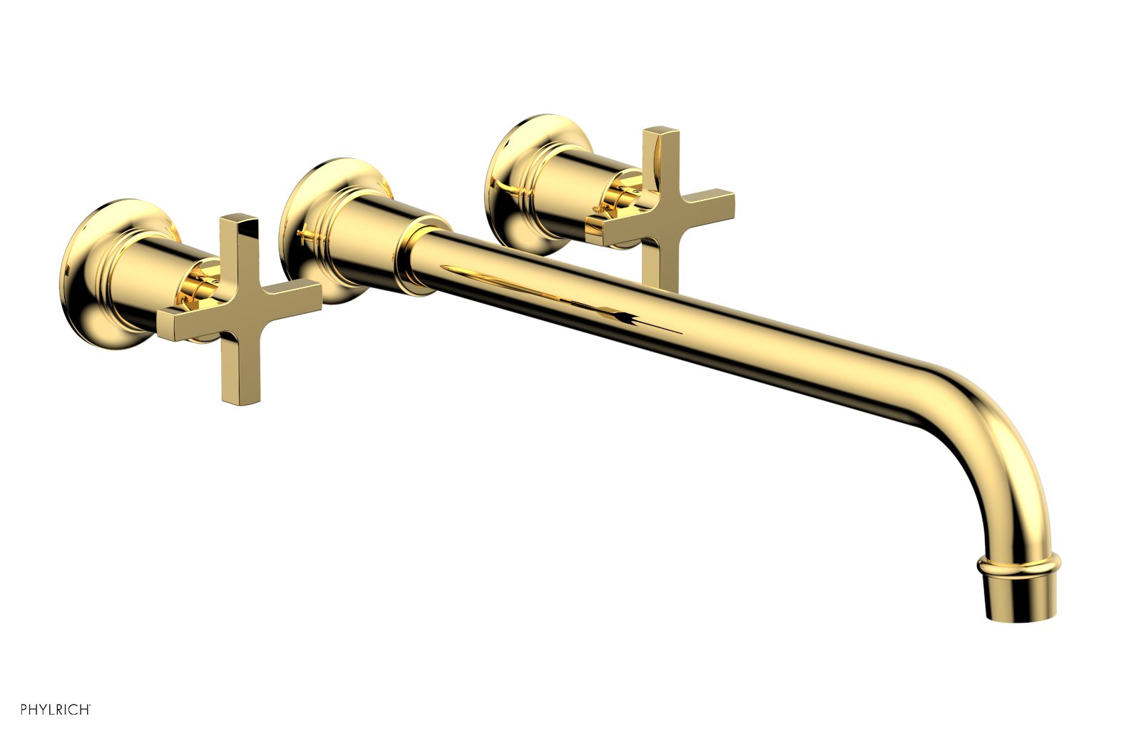 Phylrich HEX MODERN Wall Lavatory Set 14" Spout - Cross Handles