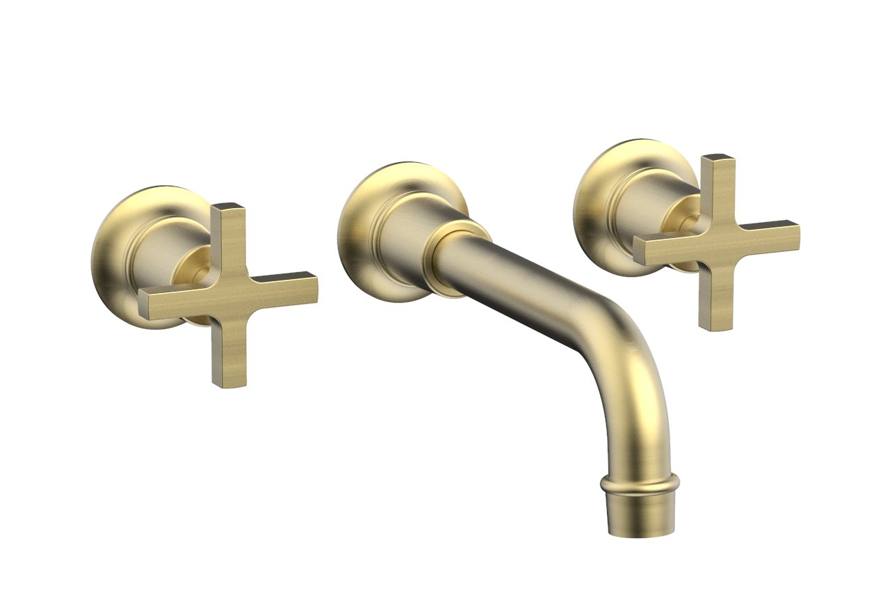 Phylrich HEX MODERN Wall Lavatory Set 8 1/4" Spout - Cross Handles