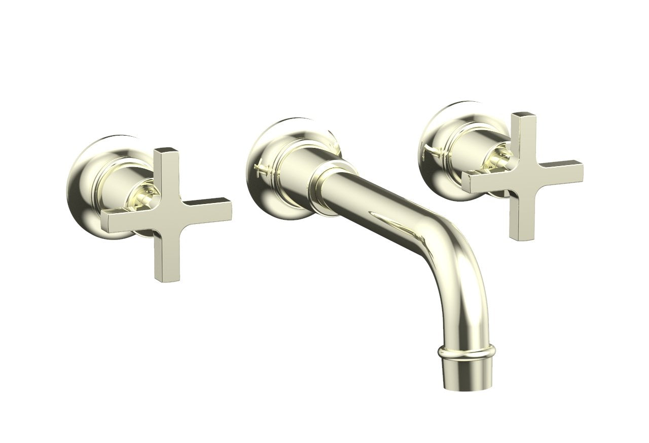 Phylrich HEX MODERN Wall Lavatory Set 8 1/4" Spout - Cross Handles