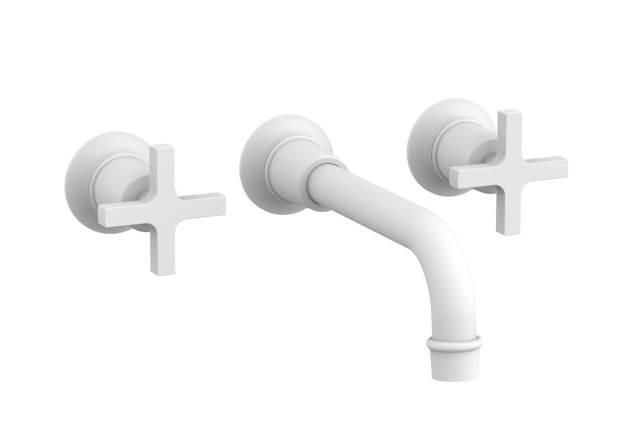 Phylrich HEX MODERN Wall Lavatory Set 8 1/4" Spout - Cross Handles