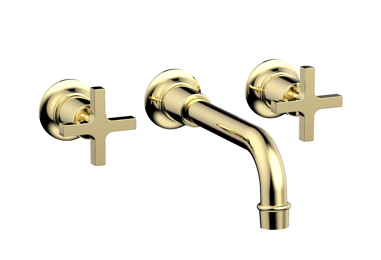 Phylrich HEX MODERN Wall Lavatory Set 8 1/4" Spout - Cross Handles