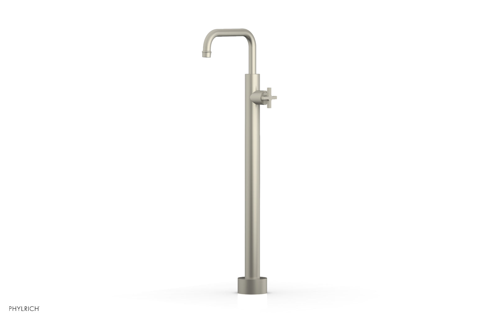 Phylrich HEX MODERN Tall Floor Mount Tub Filler - Cross Handle
