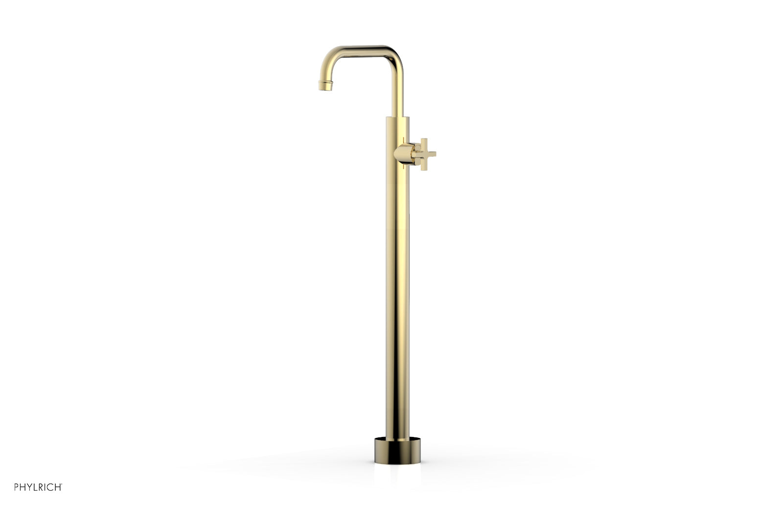 Phylrich HEX MODERN Tall Floor Mount Tub Filler - Cross Handle