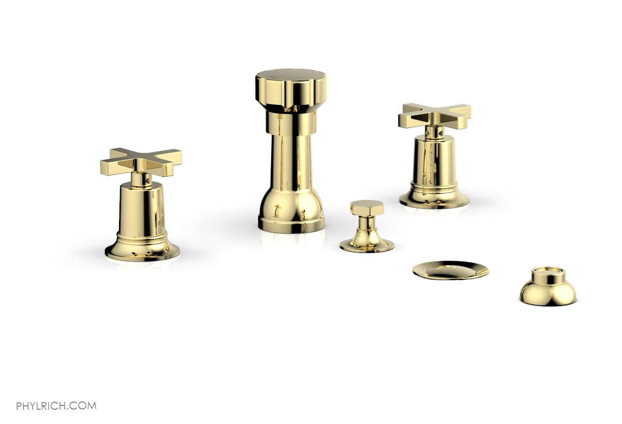 Phylrich HEX MODERN Four Hole Bidet Set - Cross Handles