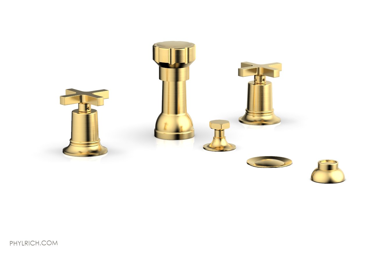Phylrich HEX MODERN Four Hole Bidet Set - Cross Handles
