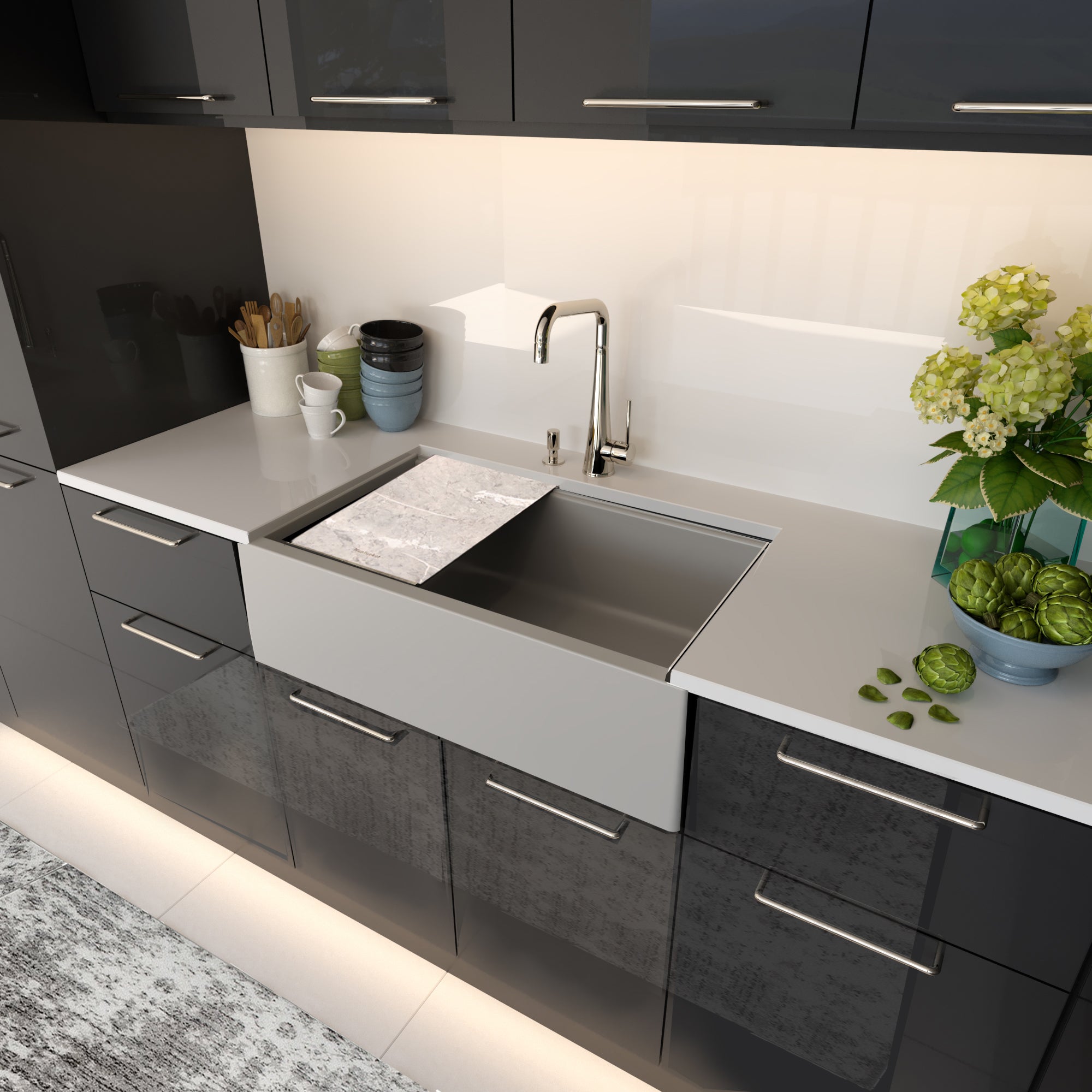 grey kitchen sink
