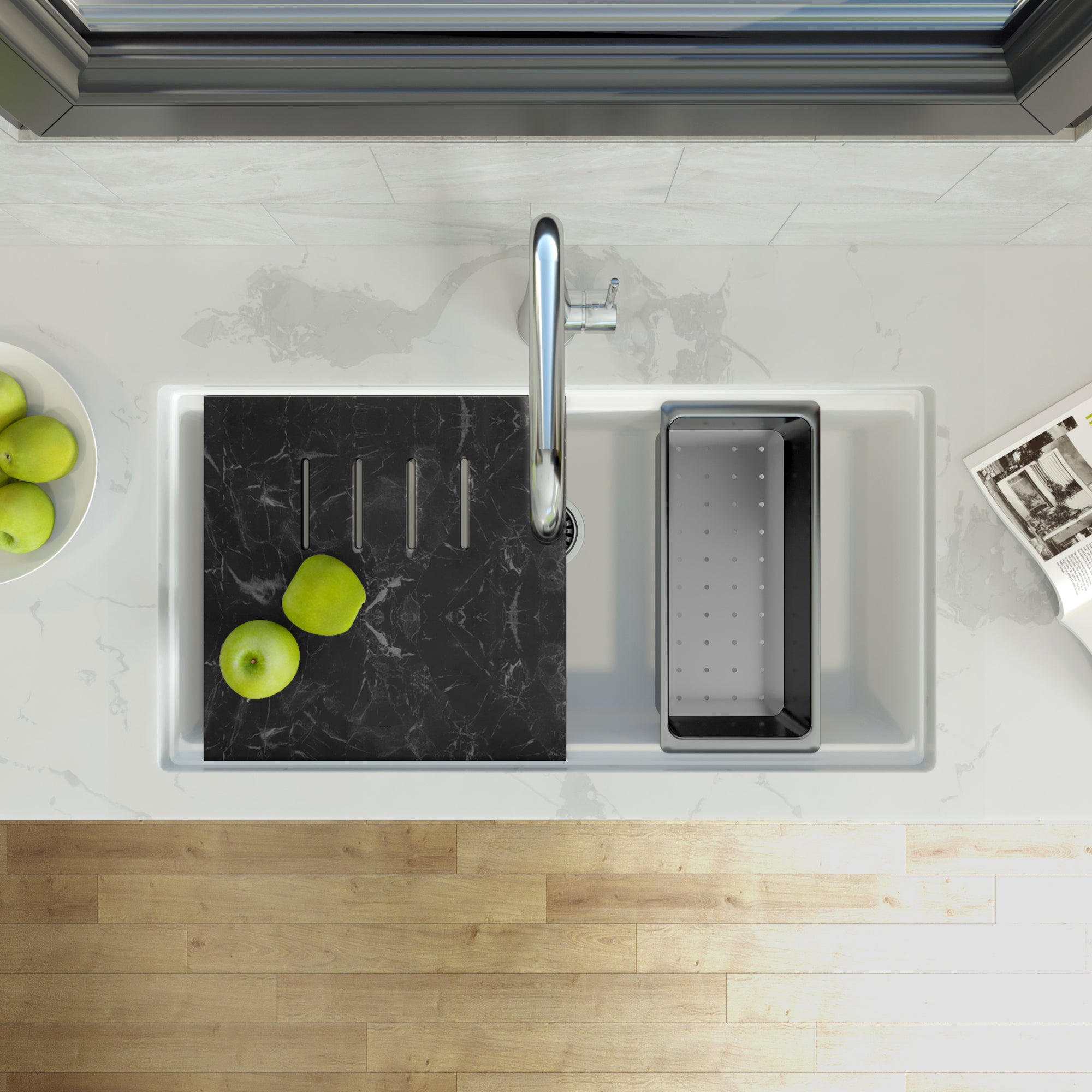 white kitchen sink