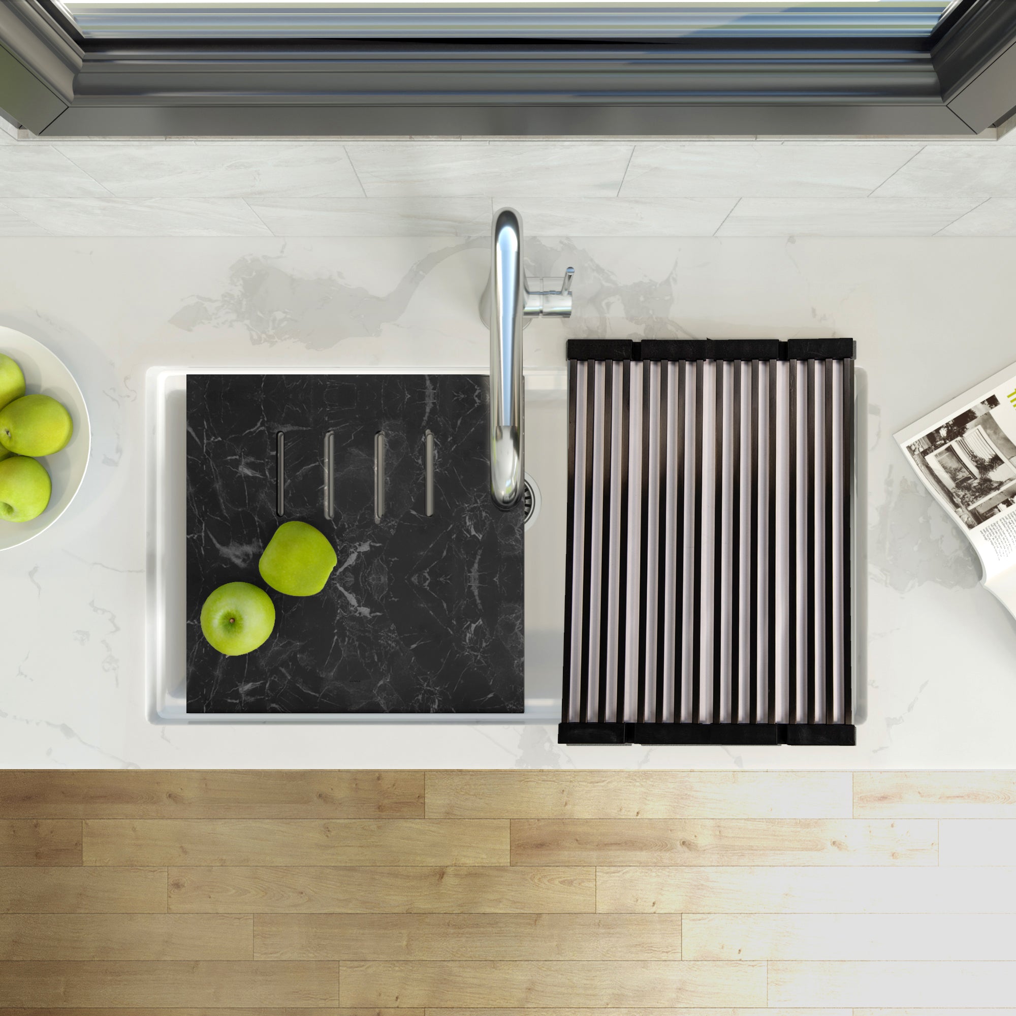 white kitchen sink