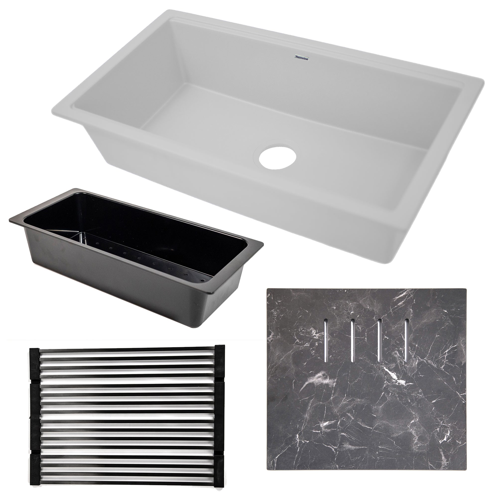 Nantucket Sinks Large Single Bowl Prep Station Undermount Granite Composite Sink
