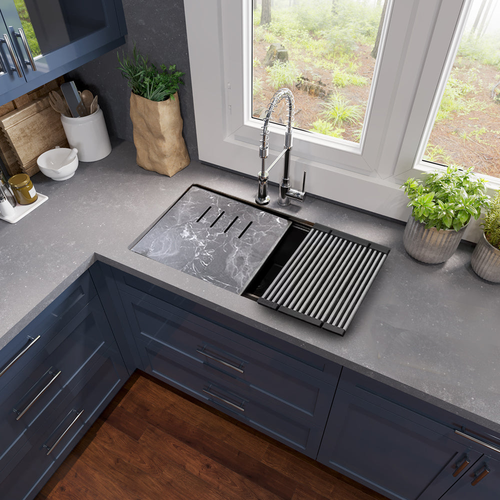 black kitchen sink