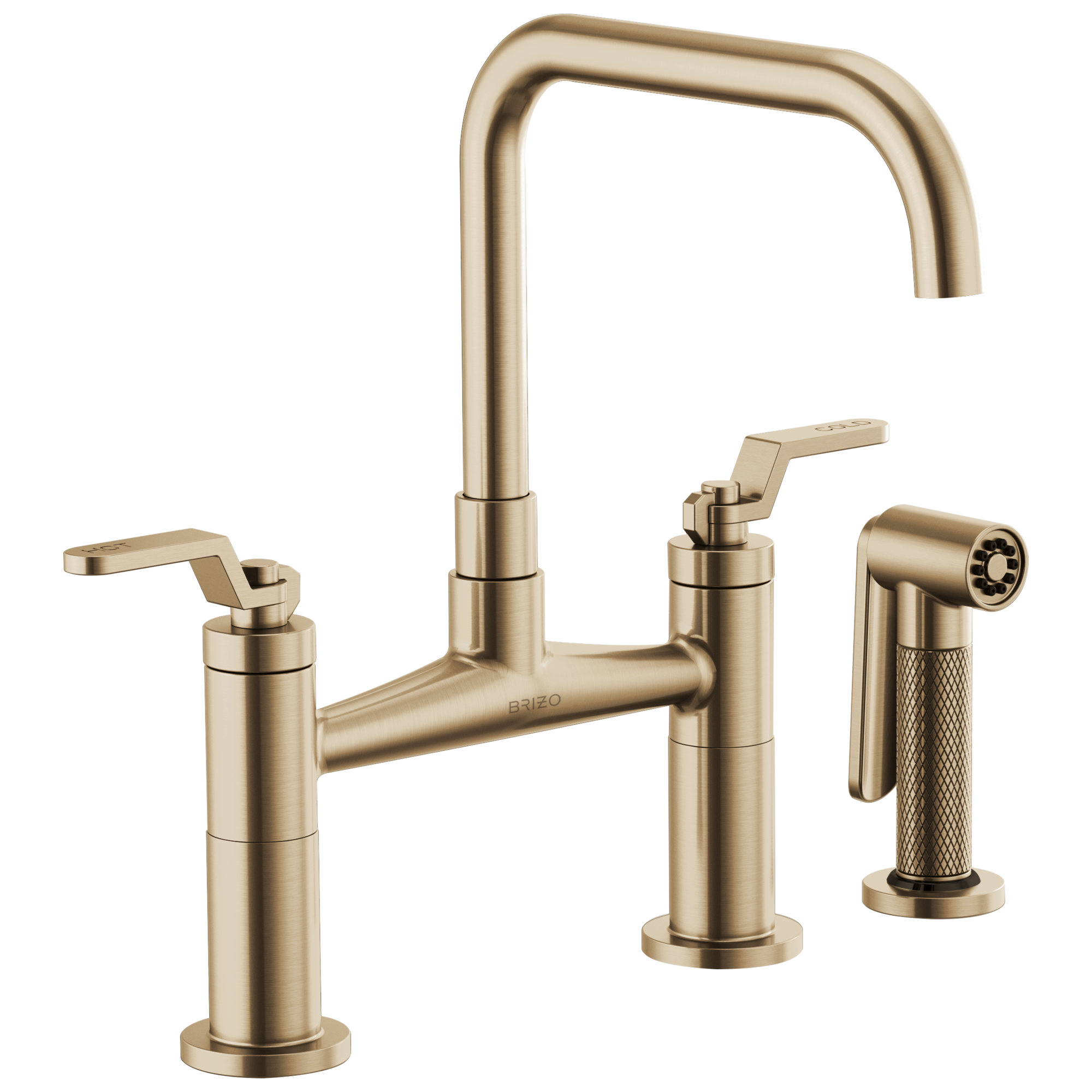 Brizo Litze Bridge Faucet with Square Spout and Industrial Handle