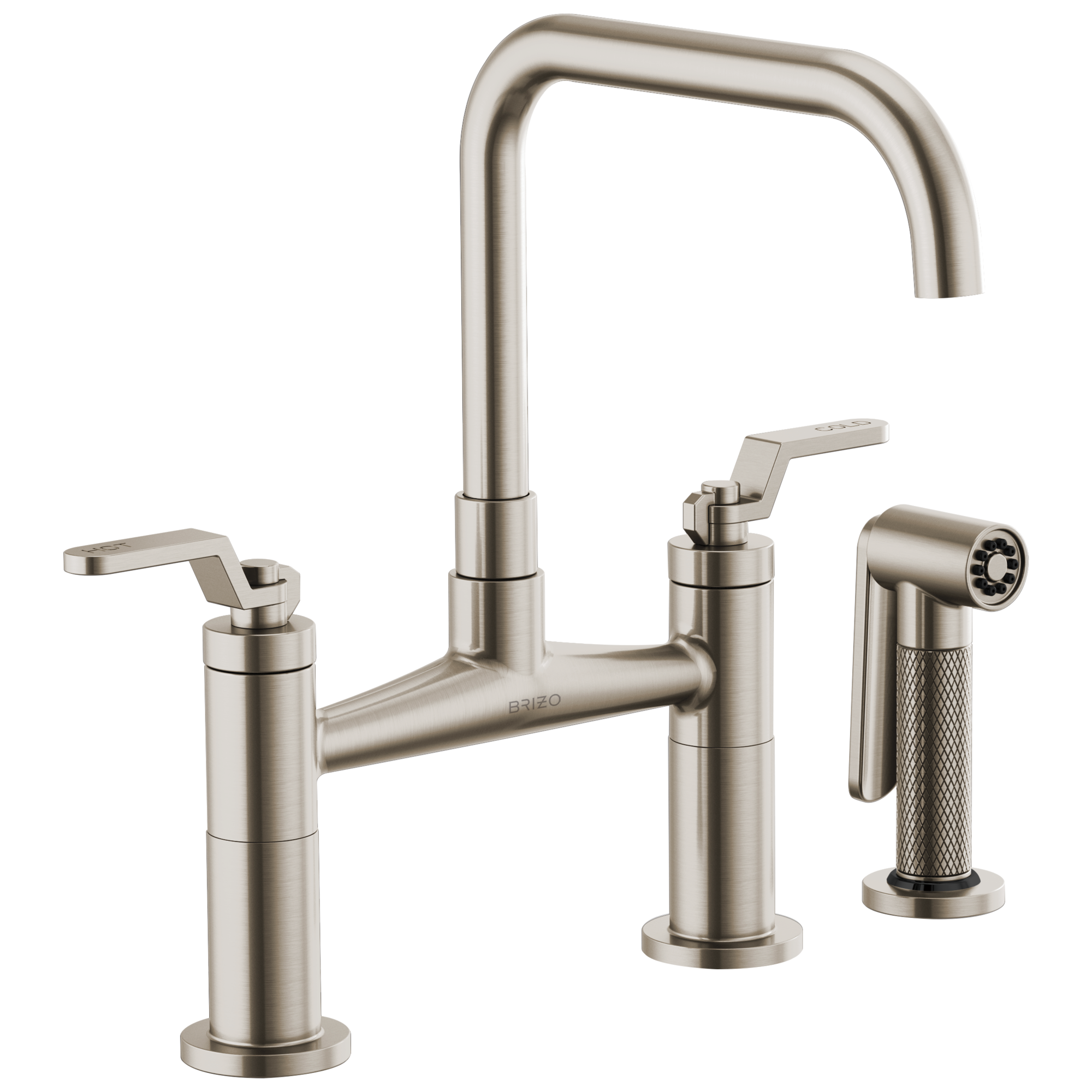 Brizo Litze Bridge Faucet with Square Spout and Industrial Handle