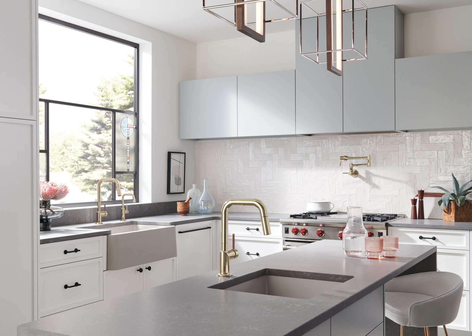 polished nickel pull-down faucet