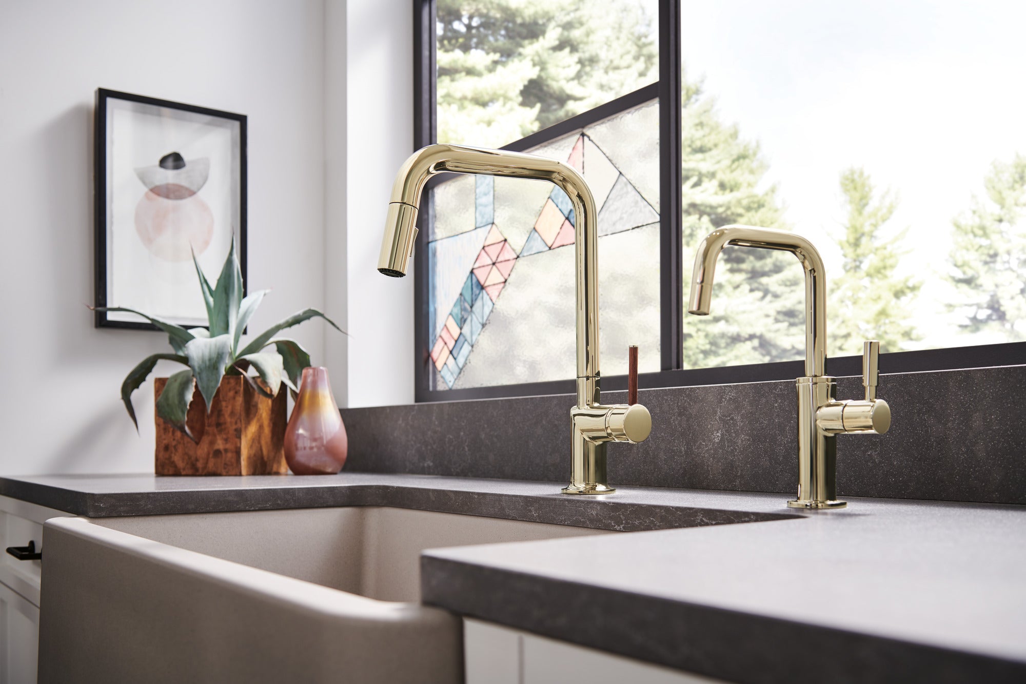 polished nickel pull-down faucet
