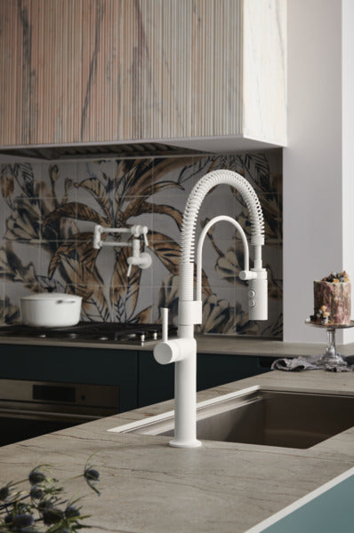 matte white kitchen faucet