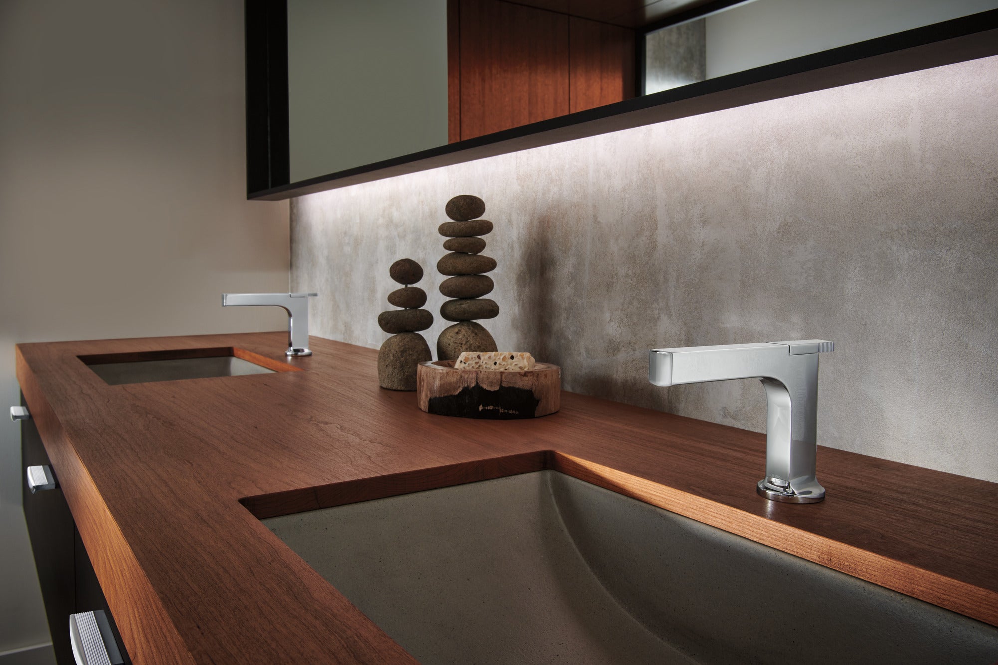 chrome lavatory faucet
