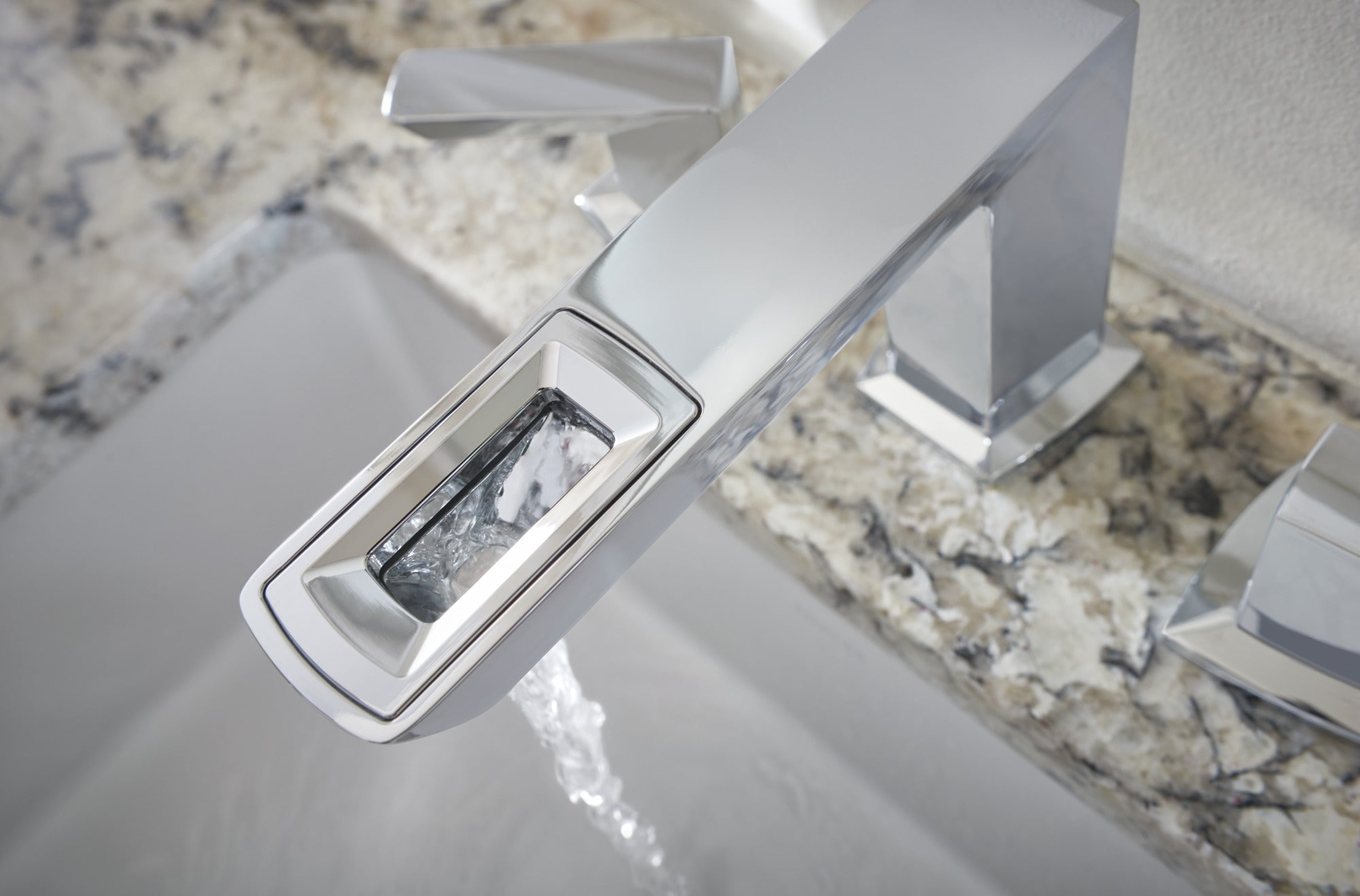 chrome lavatory faucet