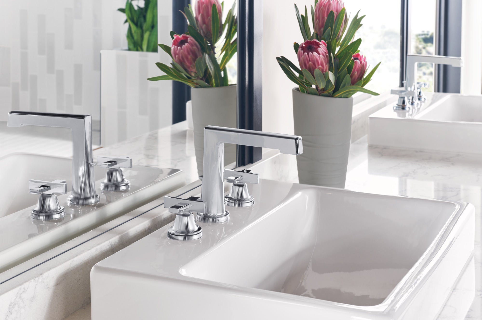 chrome lavatory faucet