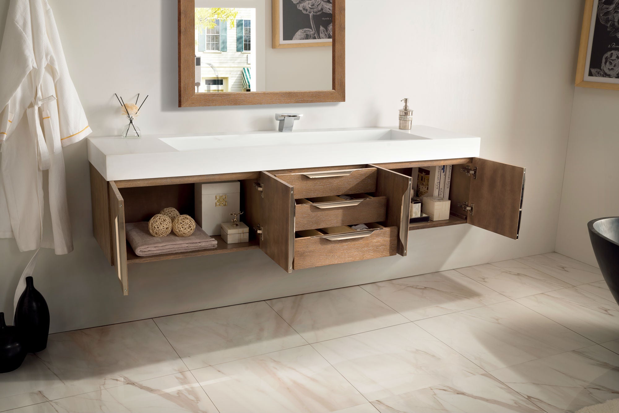 latte oak vanity