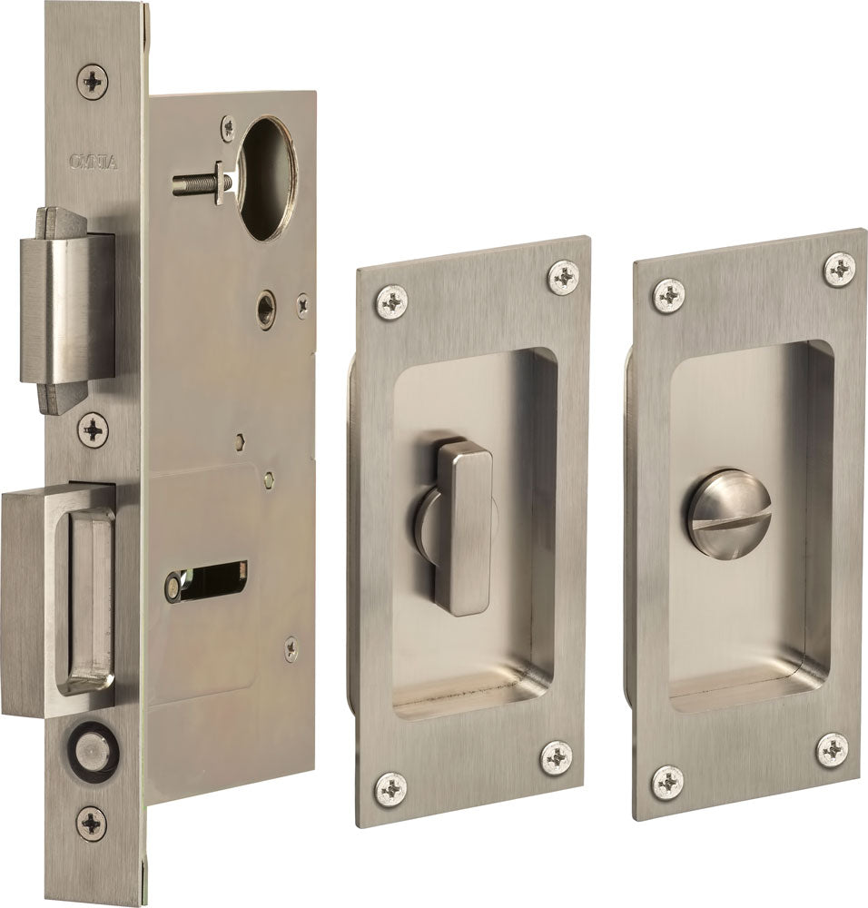 Omnia Stainless Steel Modern Rectangular Flush Cup Pokcet Door Set