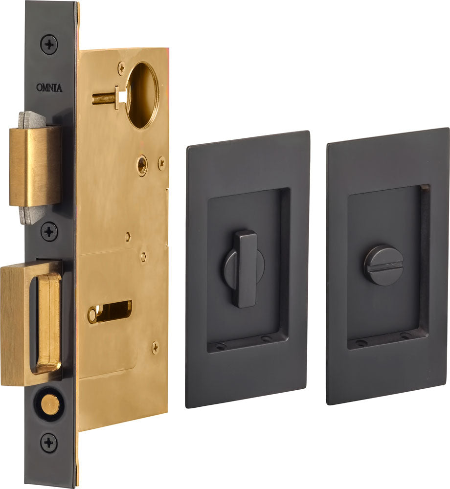 Omnia Solid Brass Modern Rectangular Flush Cup Pokcet Door Set