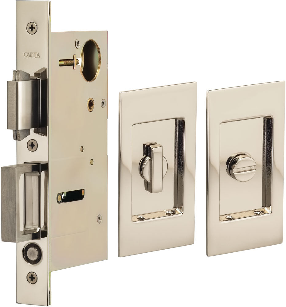 Omnia Solid Brass Modern Rectangular Flush Cup Pokcet Door Set