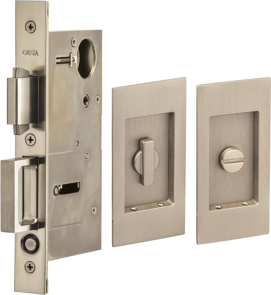 Omnia Solid Brass Modern Rectangular Flush Cup Pokcet Door Set