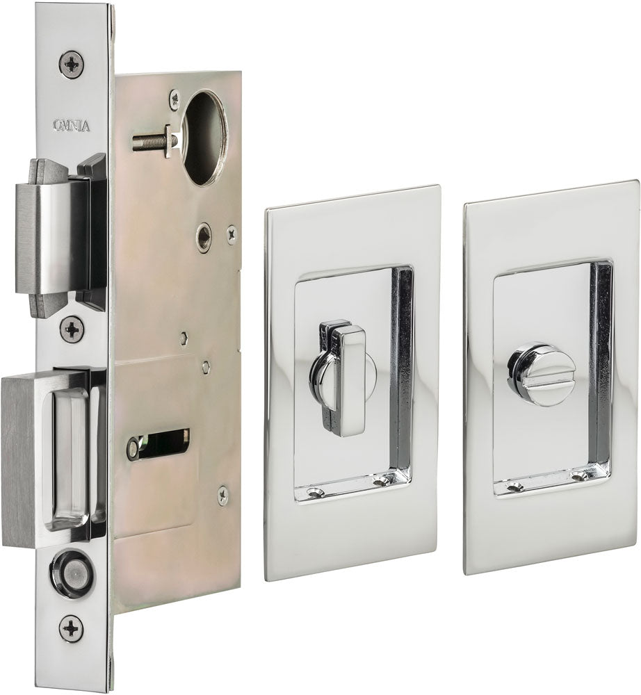 Omnia Solid Brass Modern Rectangular Flush Cup Pokcet Door Set