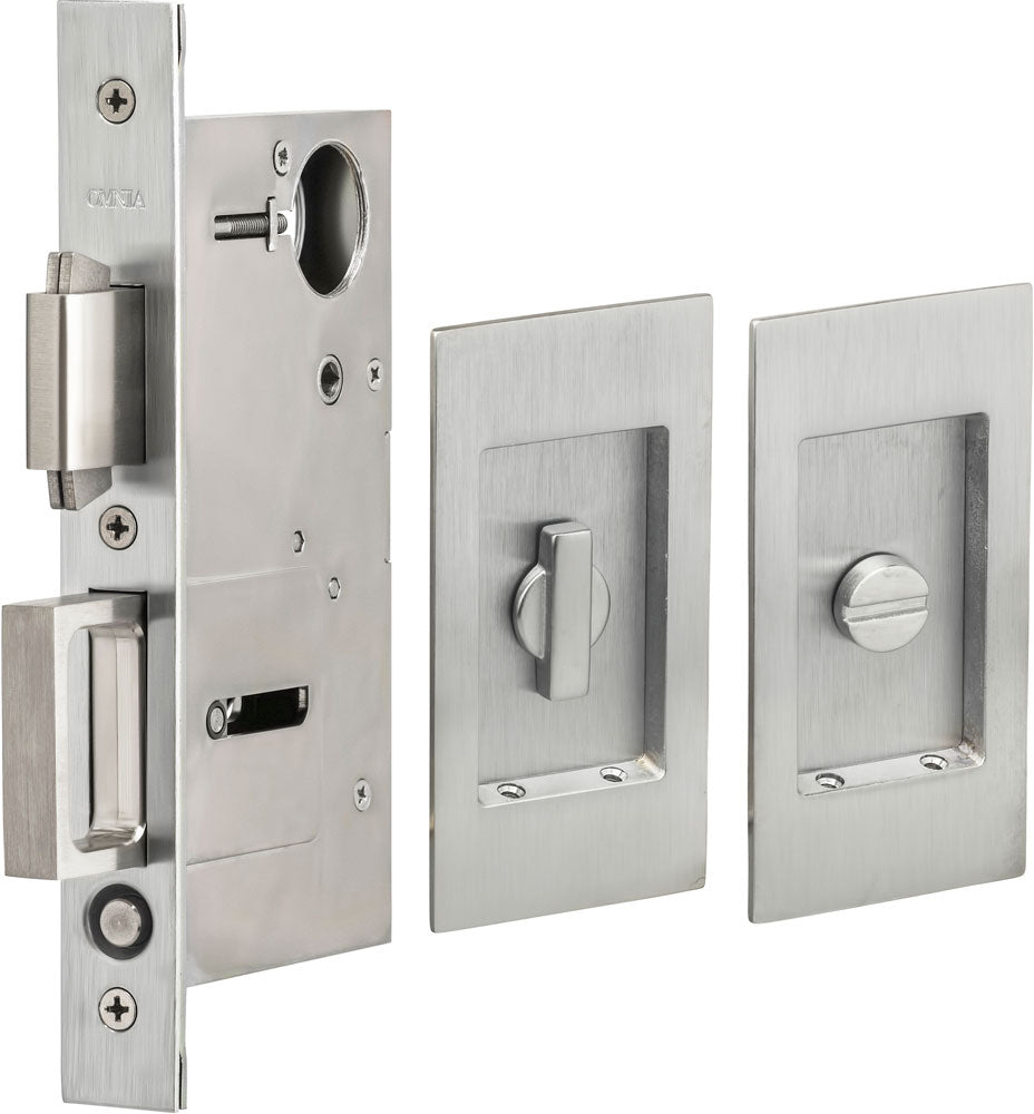 Omnia Solid Brass Modern Rectangular Flush Cup Pokcet Door Set