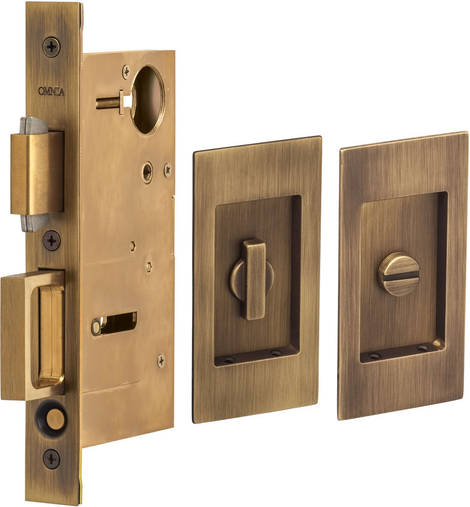 Omnia Solid Brass Modern Rectangular Flush Cup Pokcet Door Set