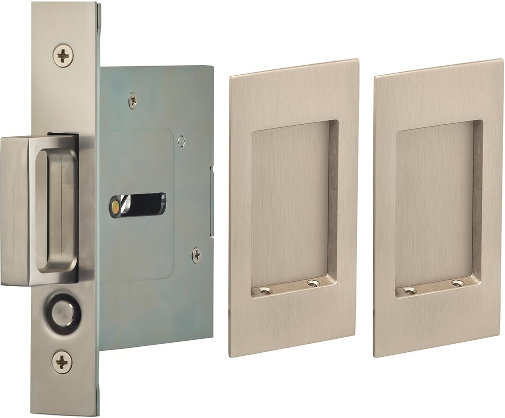 Omnia Solid Brass Modern Rectangular Flush Cup Pokcet Door Set