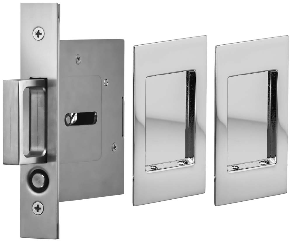 Omnia Solid Brass Modern Rectangular Flush Cup Pokcet Door Set