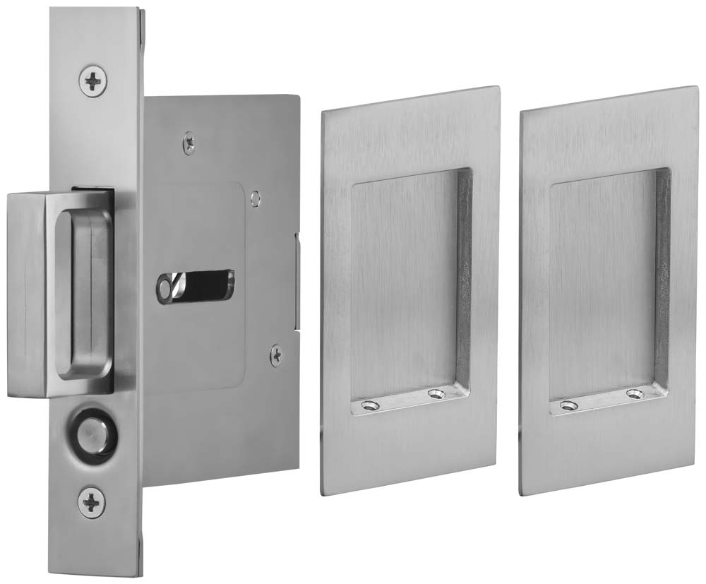 Omnia Solid Brass Modern Rectangular Flush Cup Pokcet Door Set