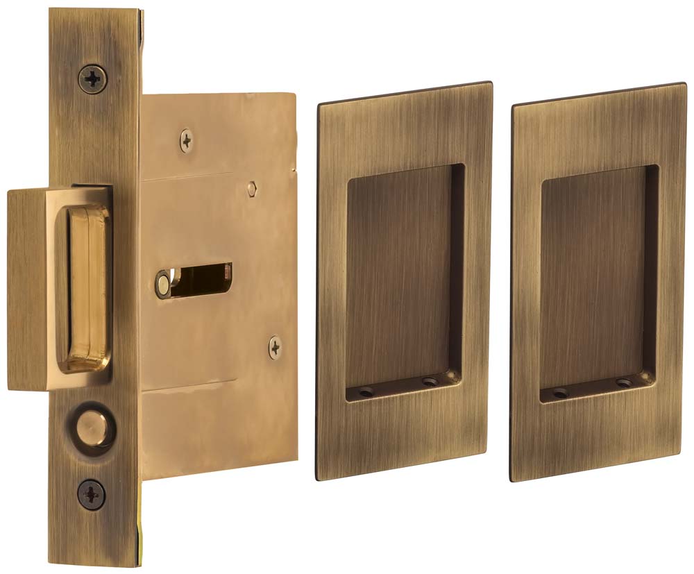 Omnia Solid Brass Modern Rectangular Flush Cup Pokcet Door Set