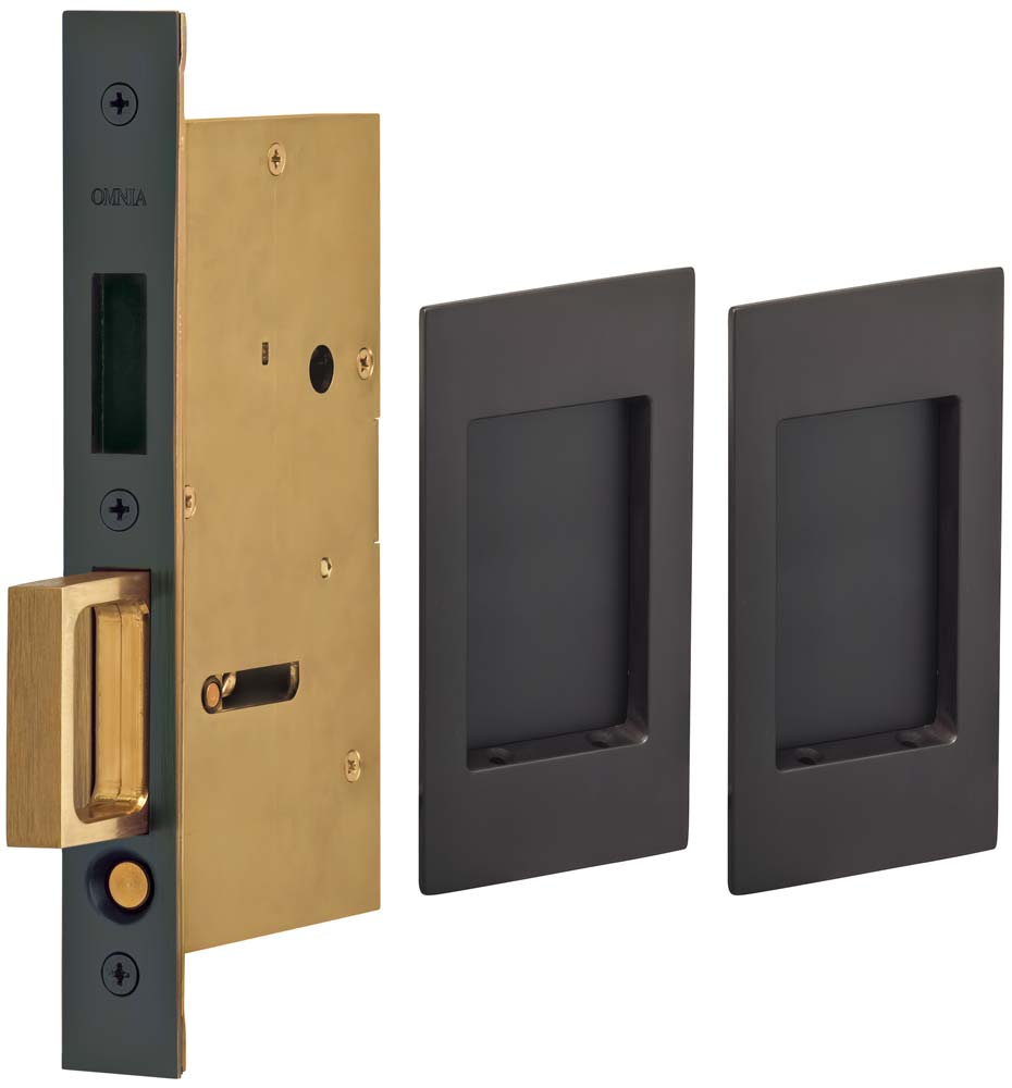 Omnia Solid Brass Modern Rectangular Flush Cup Pokcet Door Set
