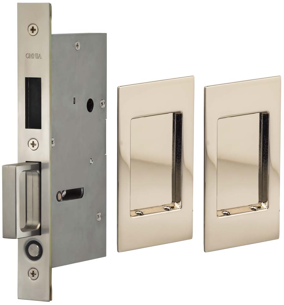 Omnia Solid Brass Modern Rectangular Flush Cup Pokcet Door Set