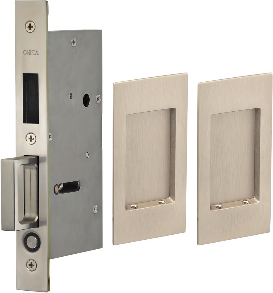 Omnia Solid Brass Modern Rectangular Flush Cup Pokcet Door Set