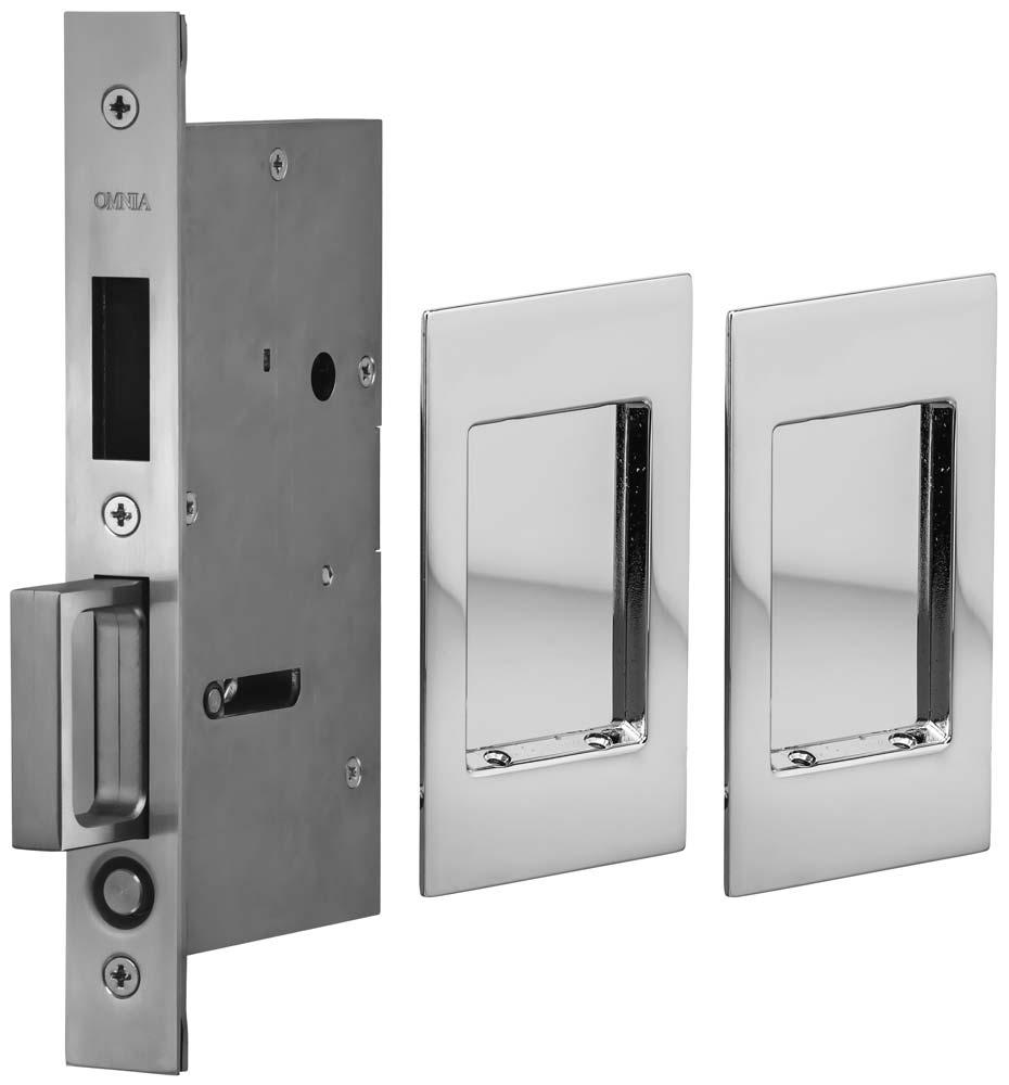 Omnia Solid Brass Modern Rectangular Flush Cup Pokcet Door Set