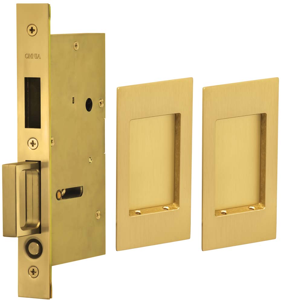 Omnia Solid Brass Modern Rectangular Flush Cup Pokcet Door Set