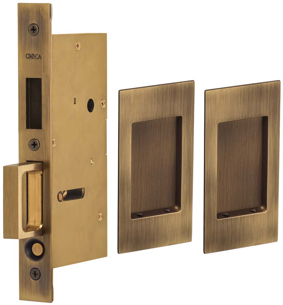 Omnia Solid Brass Modern Rectangular Flush Cup Pokcet Door Set
