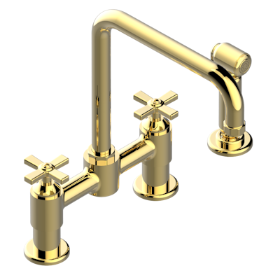 THG Paris Saint-Germain Two Hole Bridge Kitchen Faucet with Side Spray