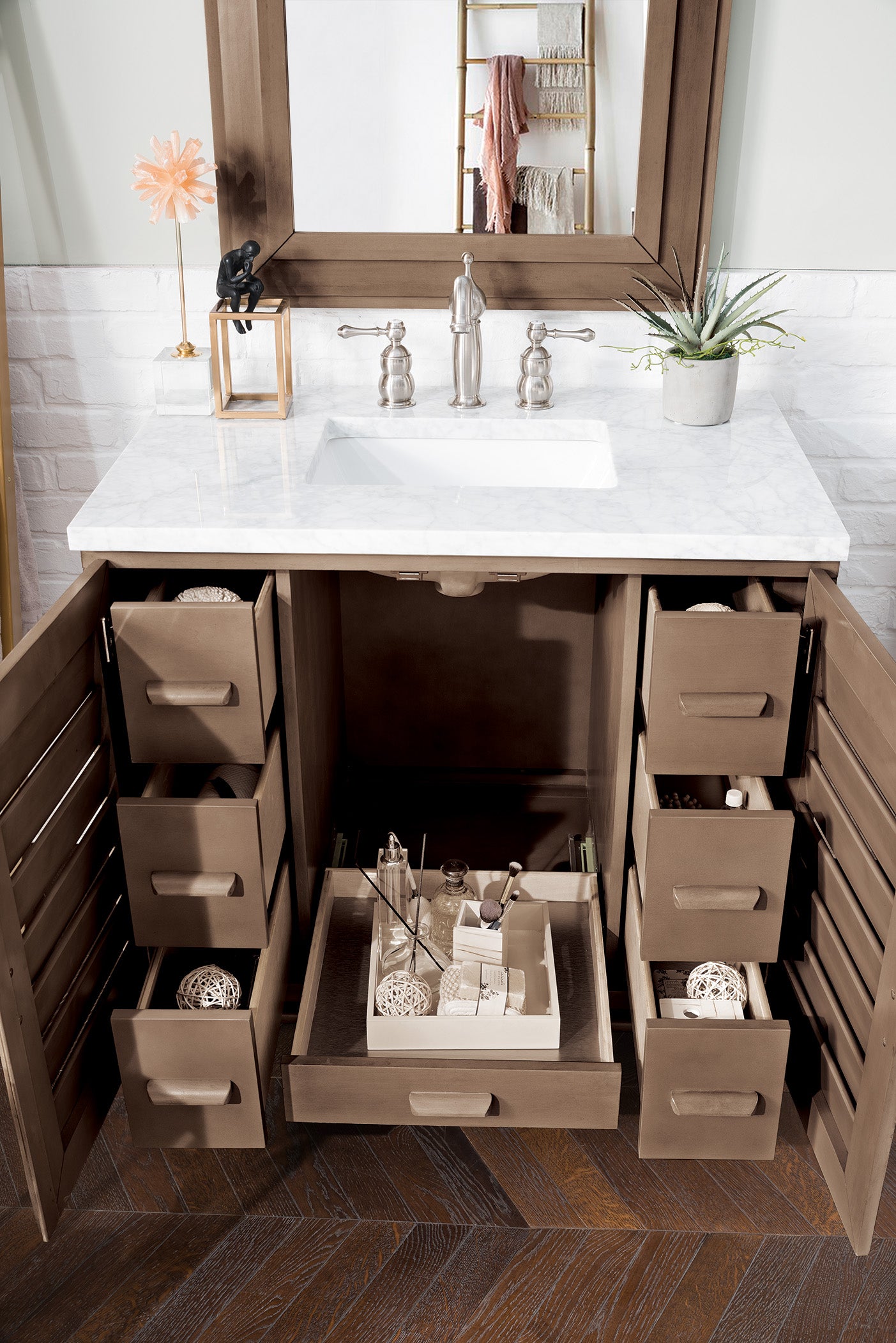 carrara marble top vanity