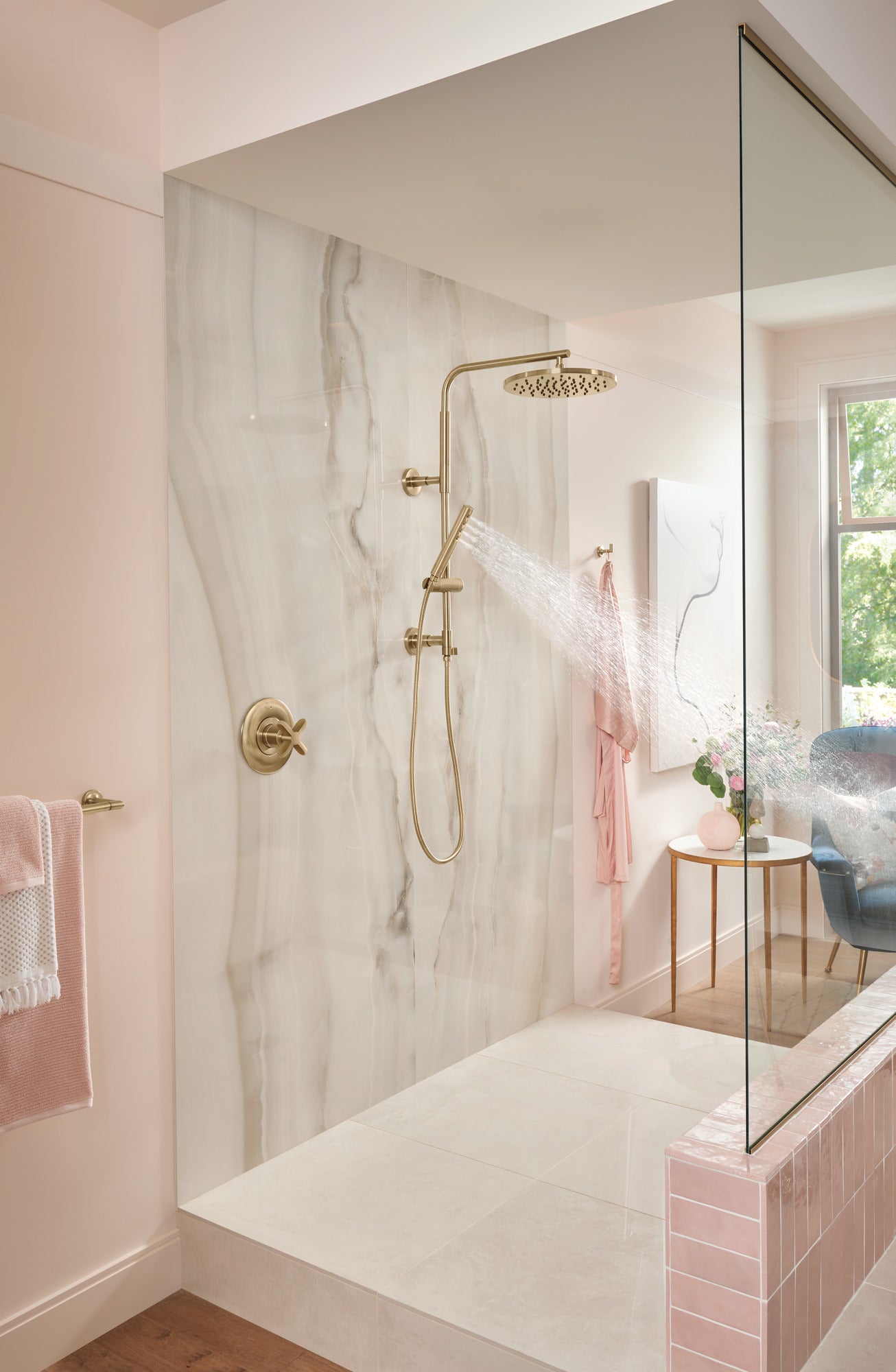 luxe gold shower column