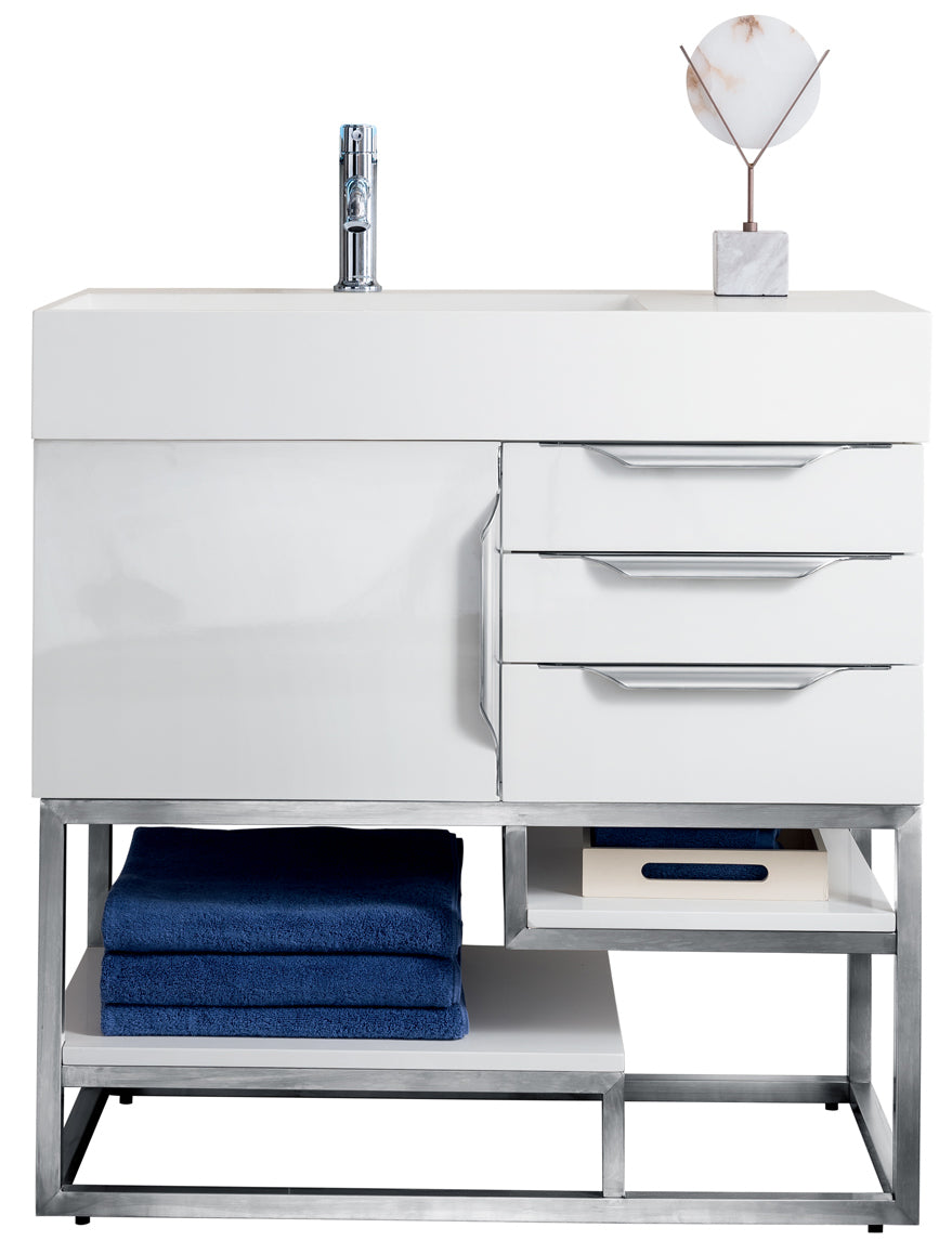 James Martin Vanities Columbia 36" Single Vanity Cabinet With Brushed Nickel Base