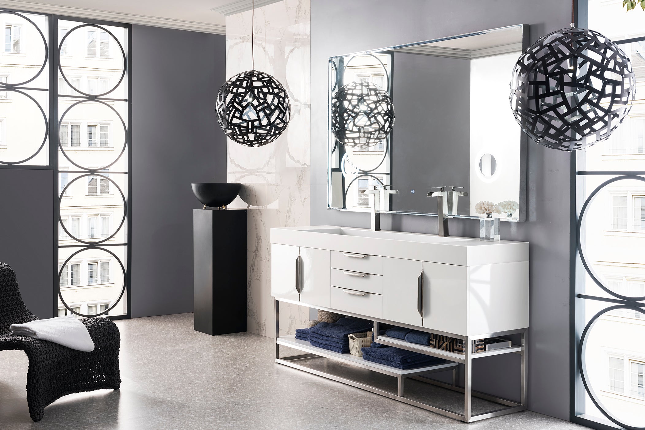 glossy white vanity